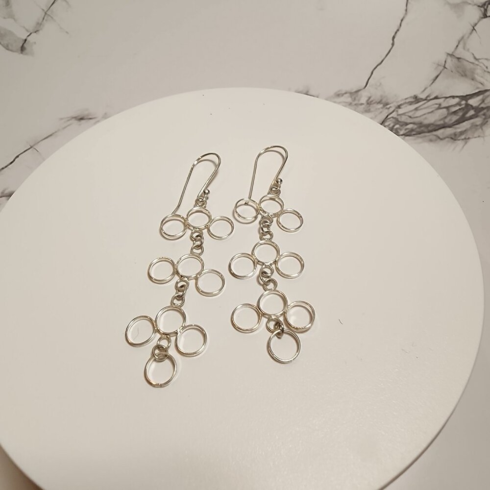 925 Silver Dangle Circle Earrings - image 5